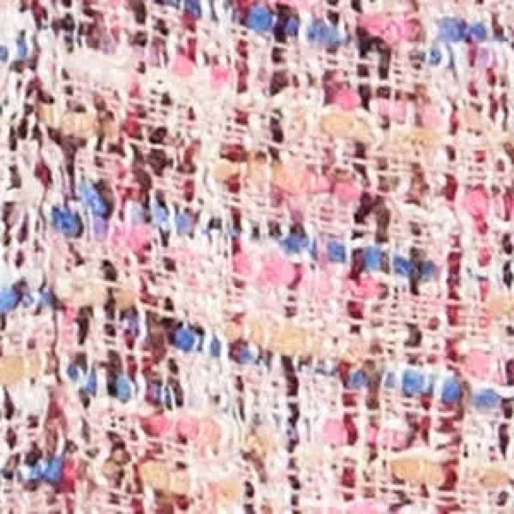 NWT- Laundry by Shelli Segal Boucle Fringe Jacket - Pink Tweed Coat - Medium - Picture 4 of 7